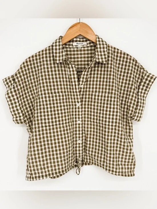 Madewell Seersucker Plaid Blouse Size S - Picture 2 of 5